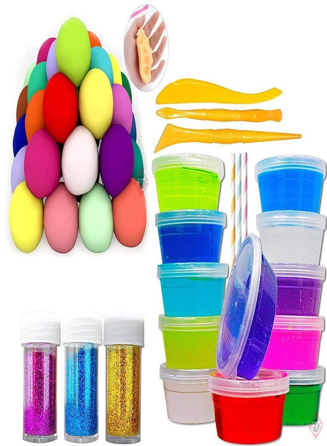 Firstly DIY Fluffy Slime Kit, Slime Putty Slime Making Kit Crystal Slime Set Educational Science Gift for Kids Art Craft, Girls Boys Toys Gifts for Kids - Image 1